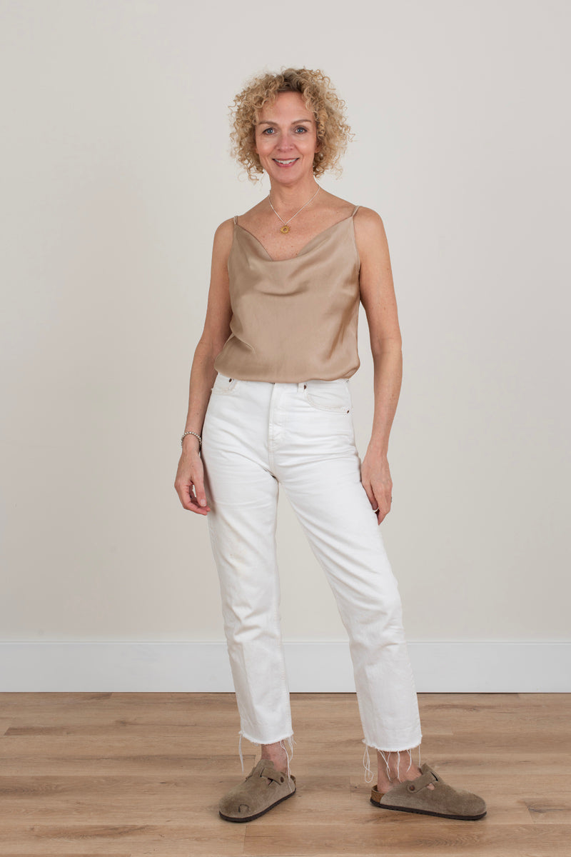 Beige Camisole Silky Vest Top