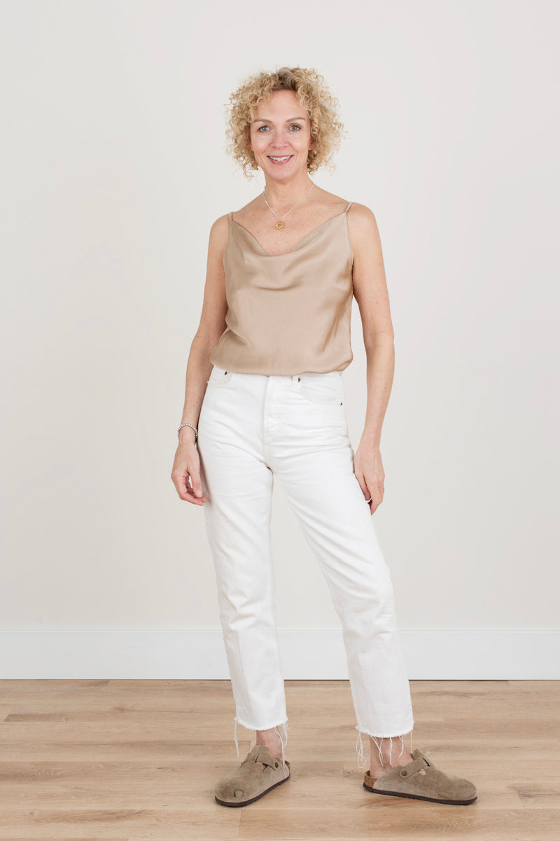 Beige Camisole Silky Vest Top