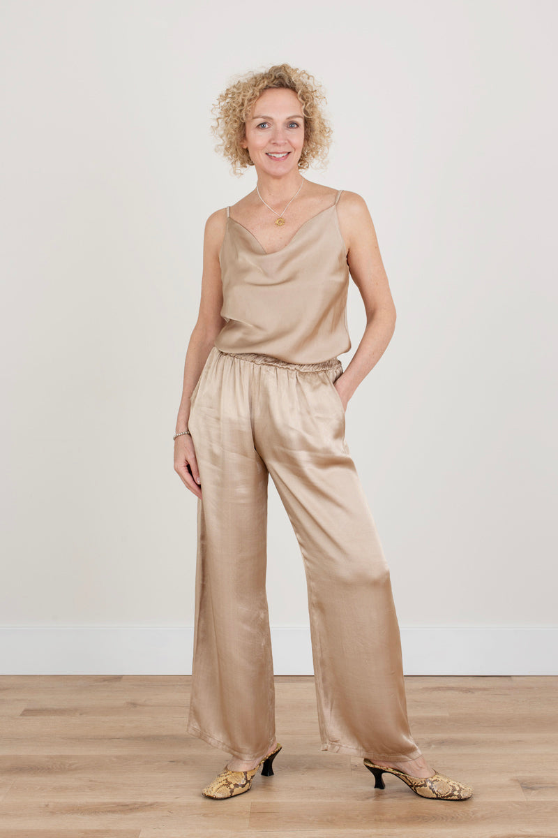 Beige Camisole Silky Vest Top