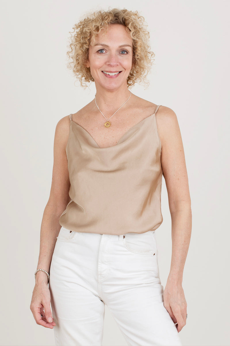 Beige Camisole Silky Vest Top