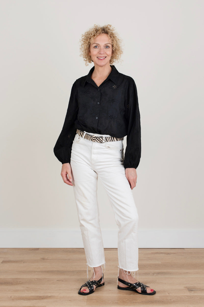 Black Broderie Anglaise Shirt