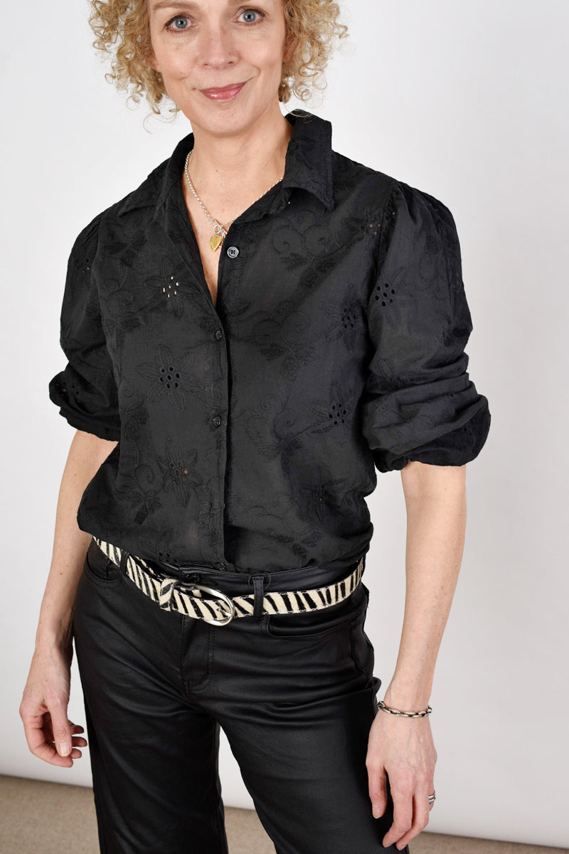 Black Broderie Anglaise Shirt