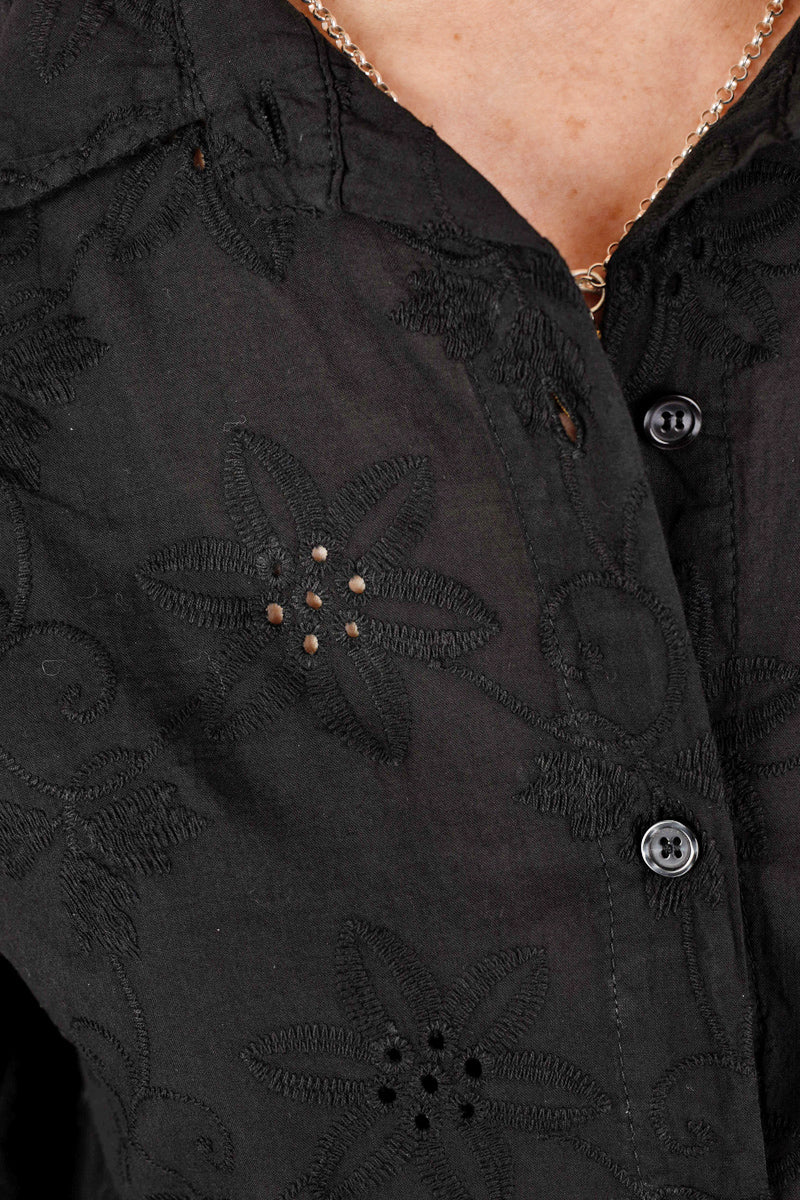 Black Broderie Anglaise Shirt
