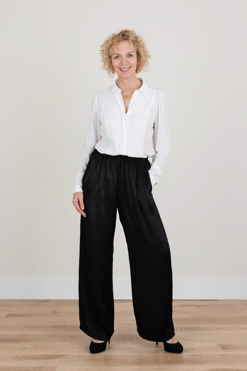 Silky Wide Leg Black Trousers