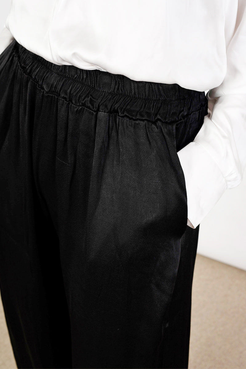 Silky Wide Leg Black Trousers