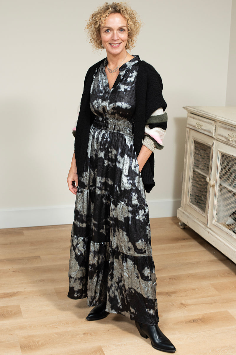 Black And Silver Maxi Dress