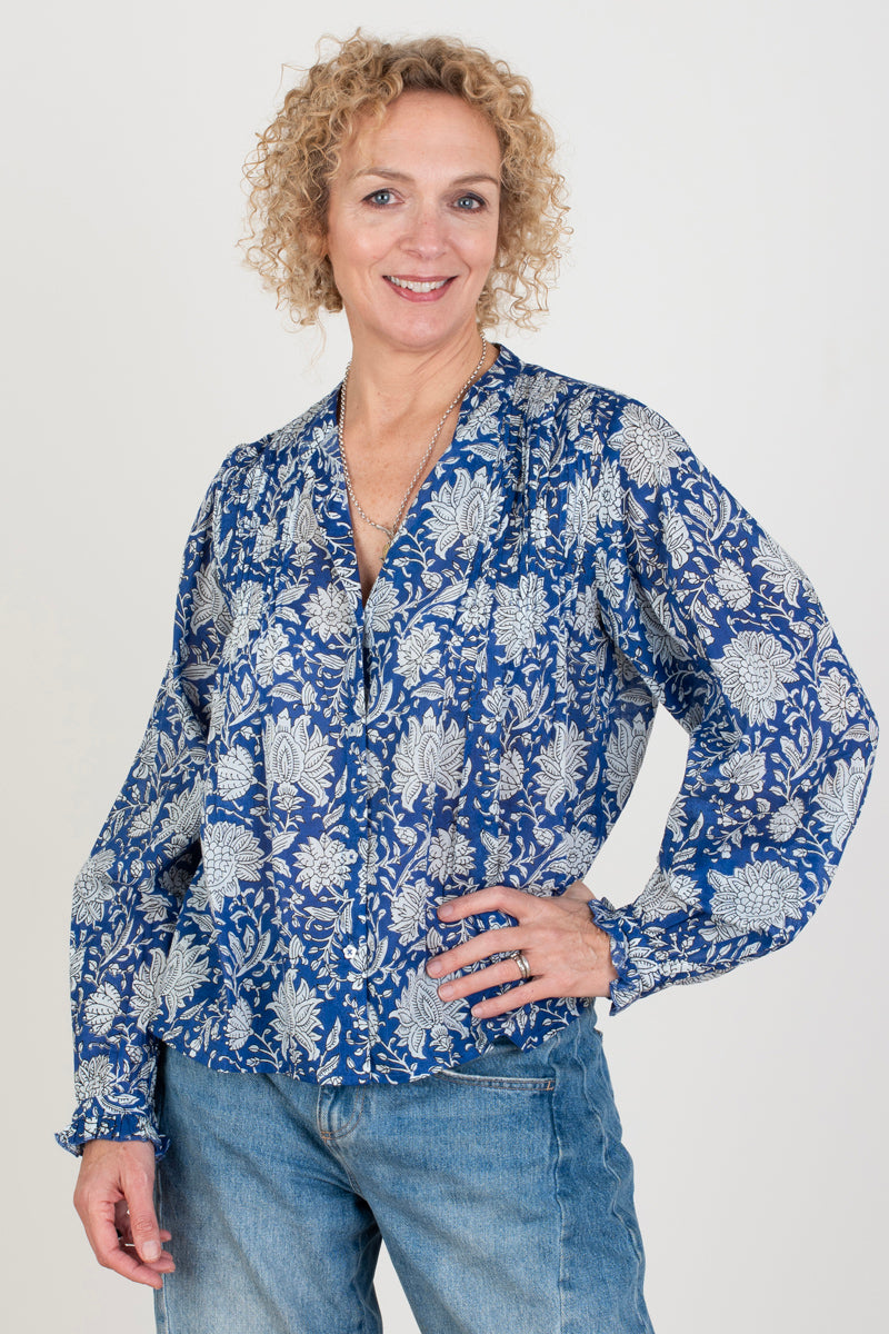 Blue Floral Blouse