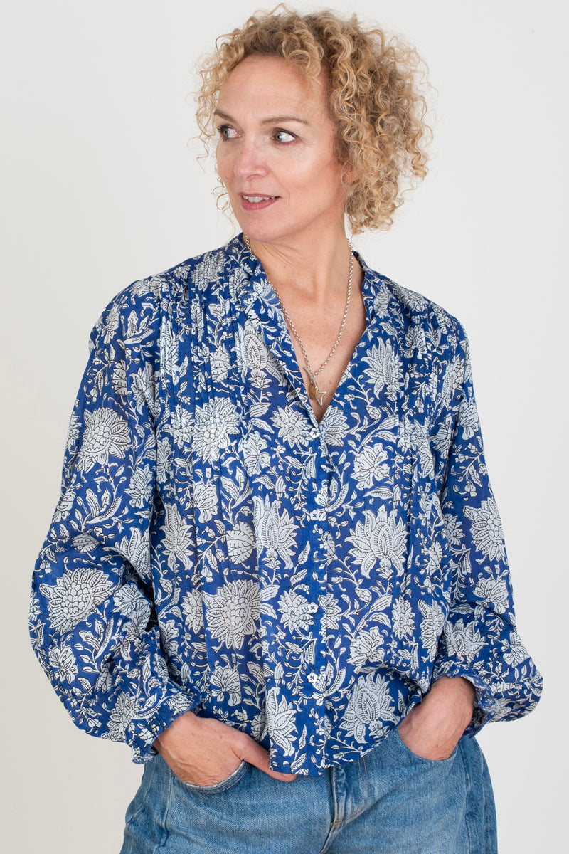 Blue Floral Blouse