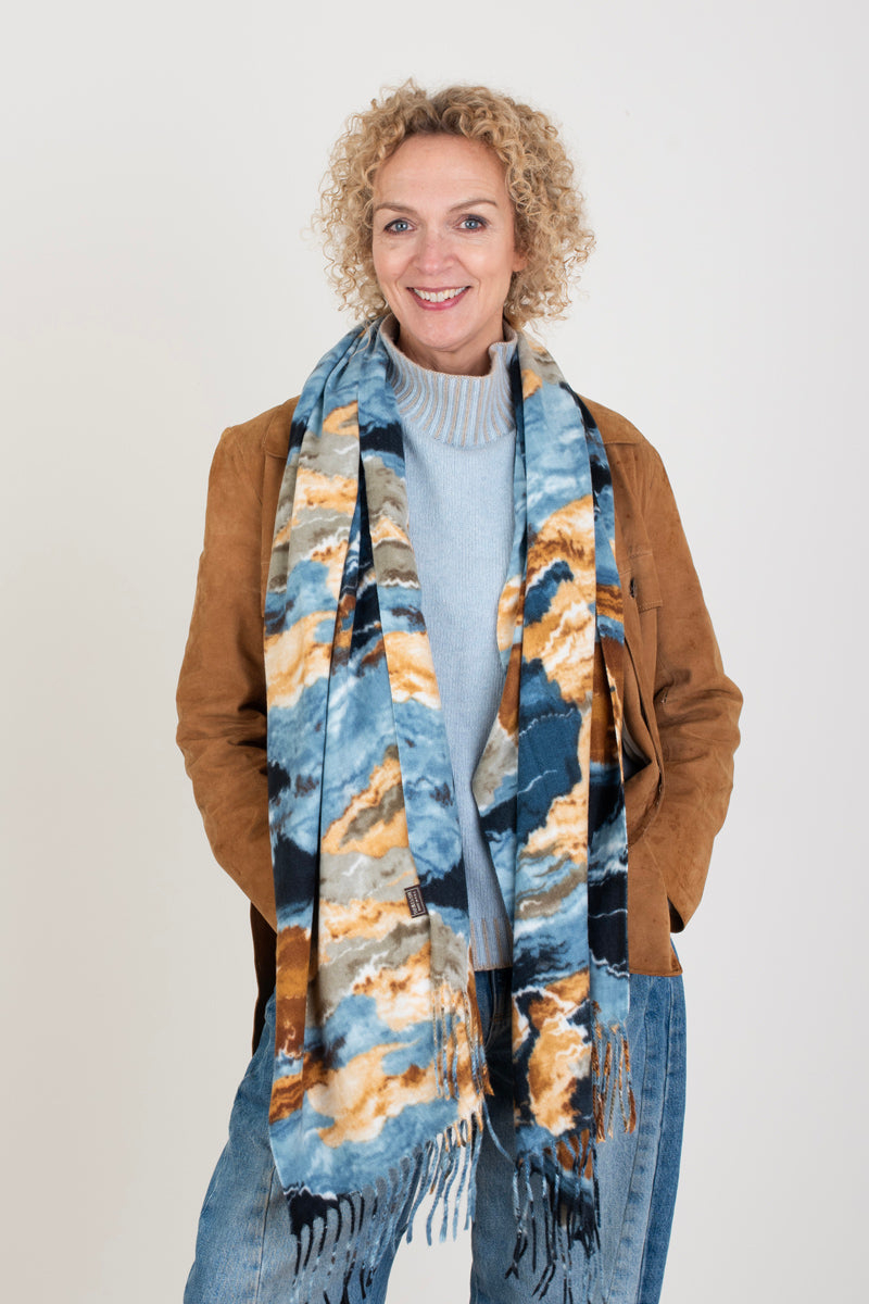 Blue Beige Pattern Scarf