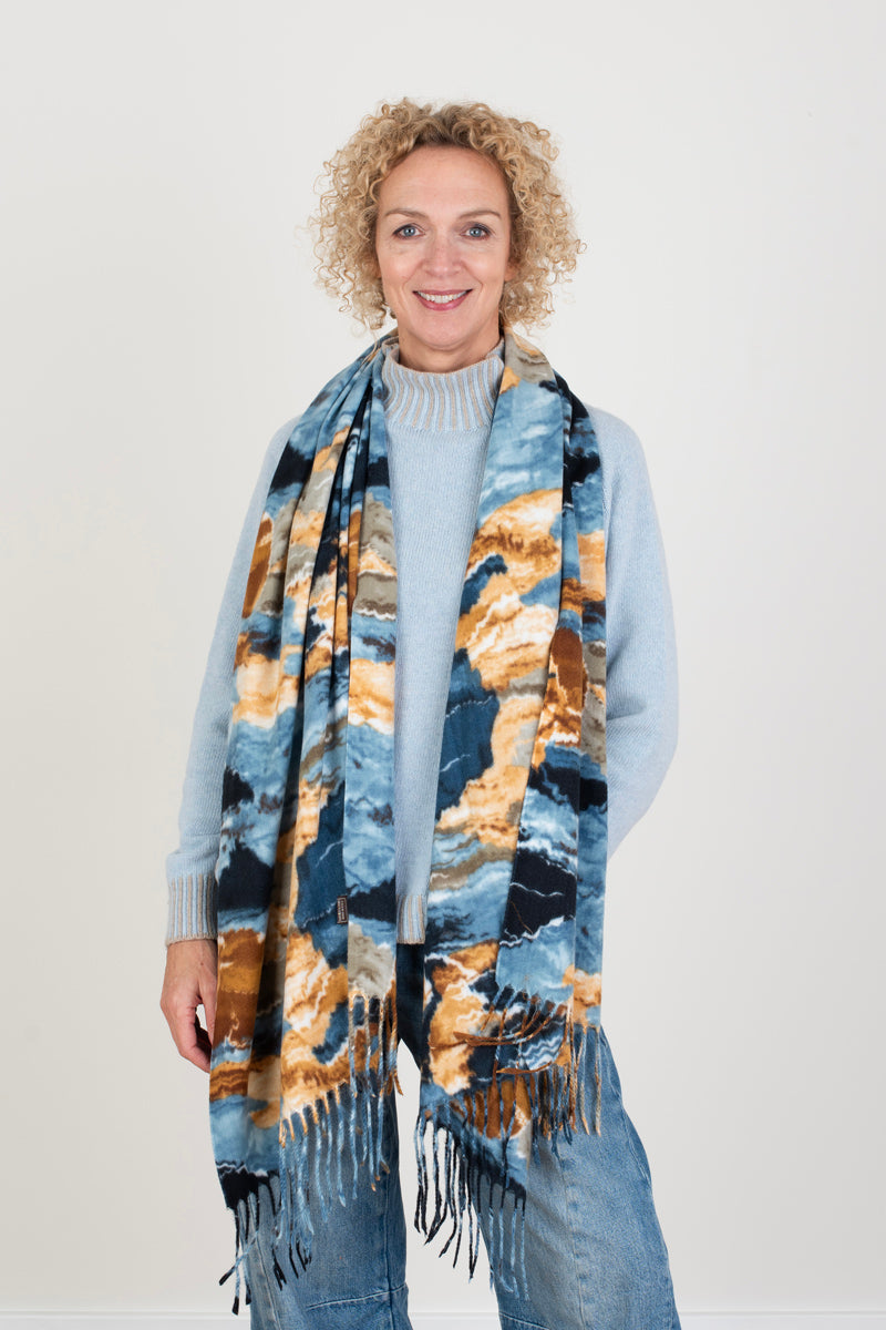 Blue Beige Pattern Scarf