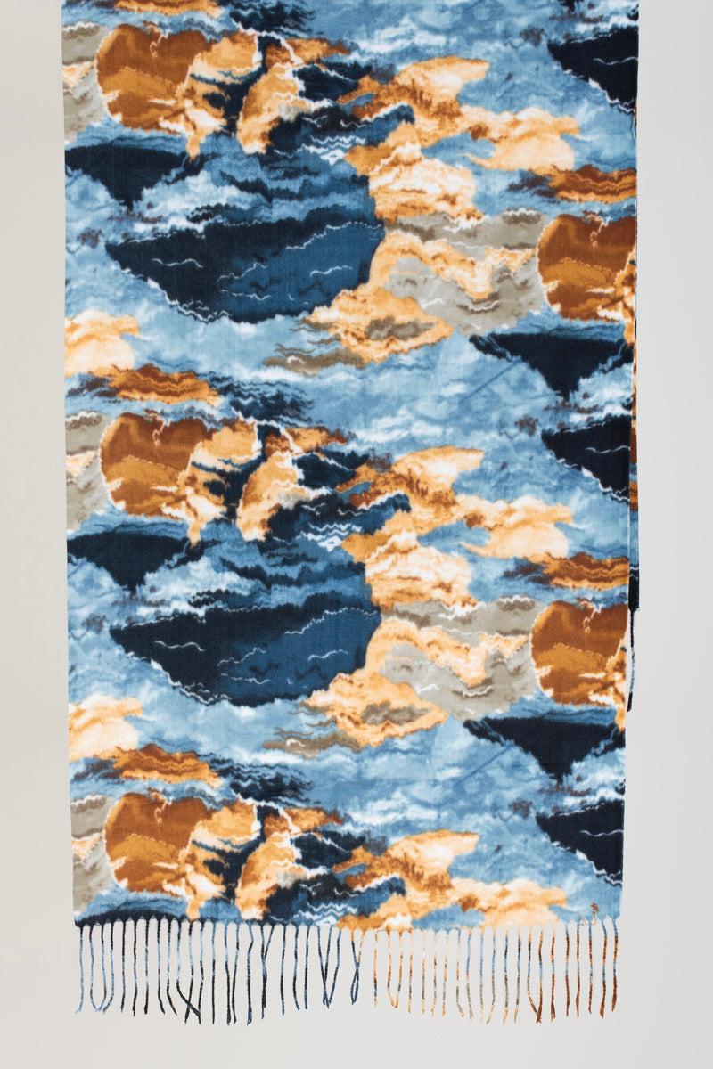 Blue Beige Pattern Scarf