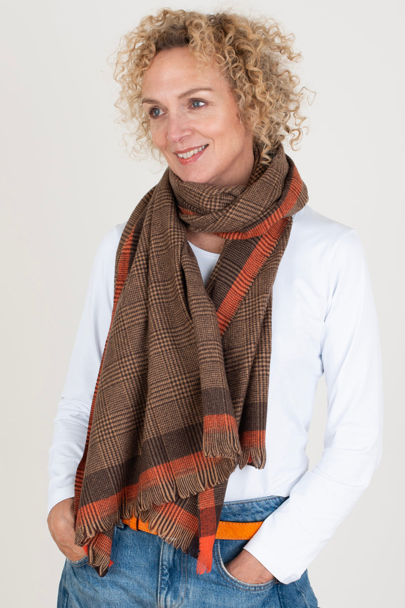 Brown Check Scarf