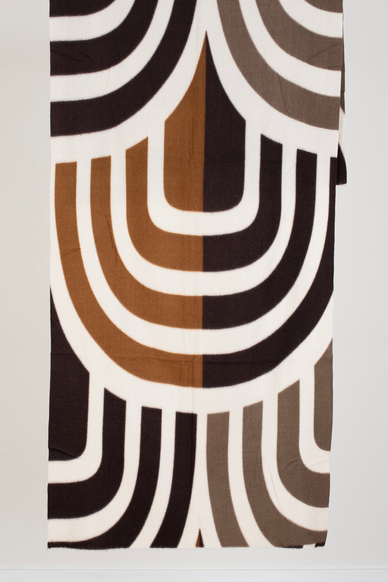 Geometric Cream Brown Scarf