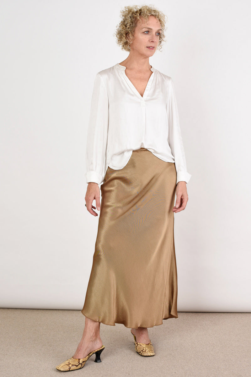 Caramel Satin Slip Skirt