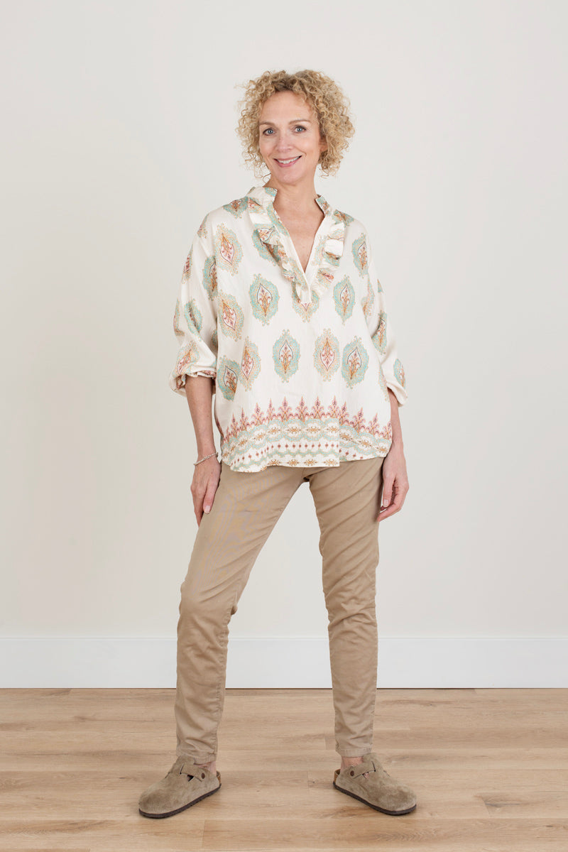 Cream Pattern Blouse