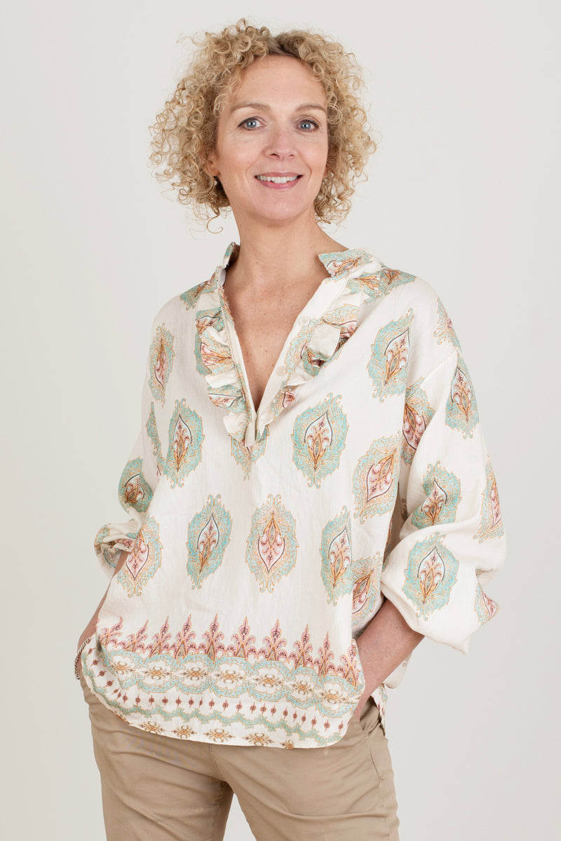 Cream Pattern Blouse