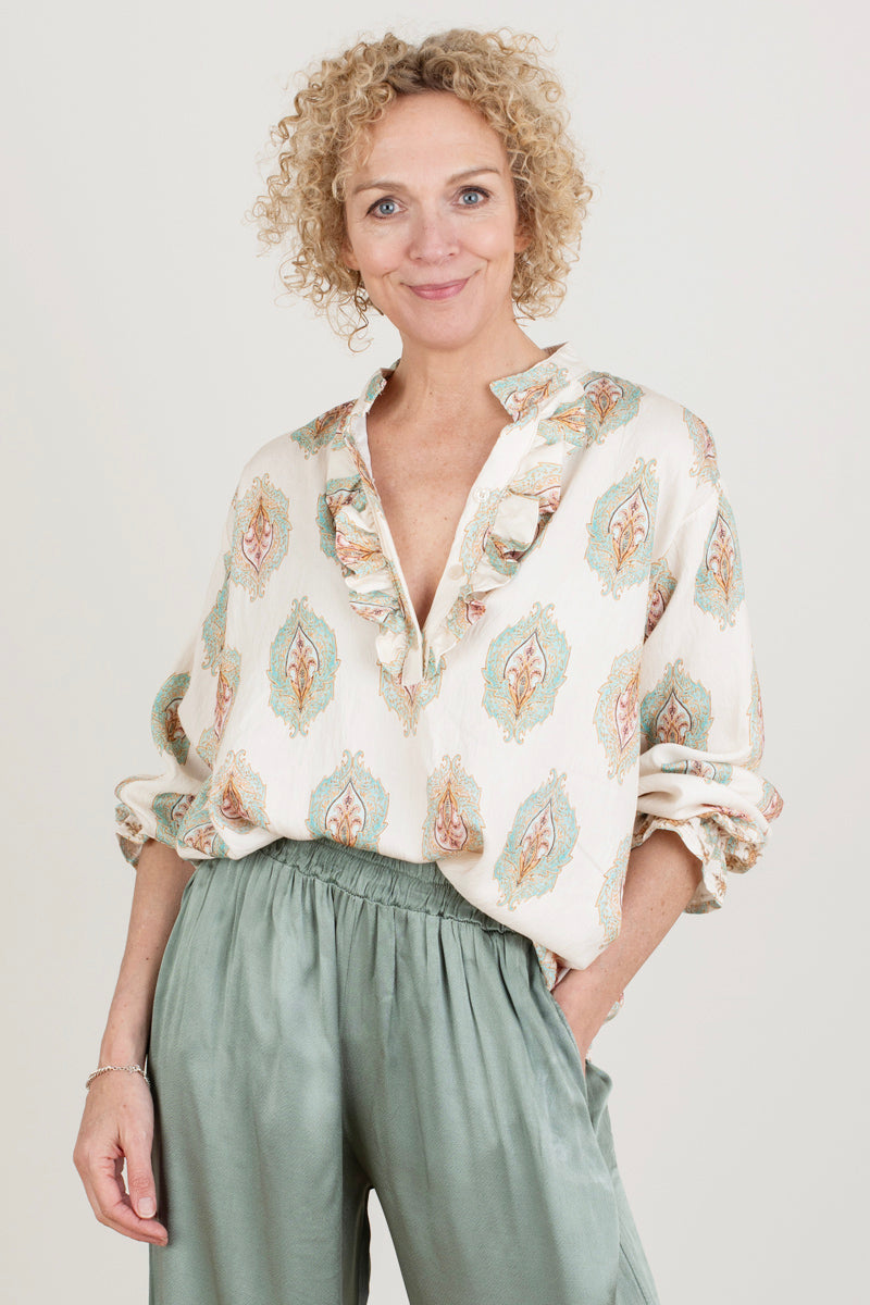 Cream Pattern Blouse