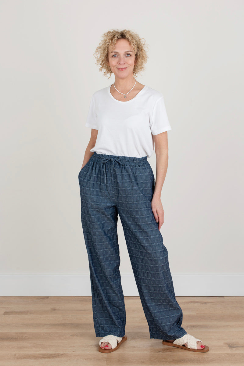 Denim Blue Patterned Trouser