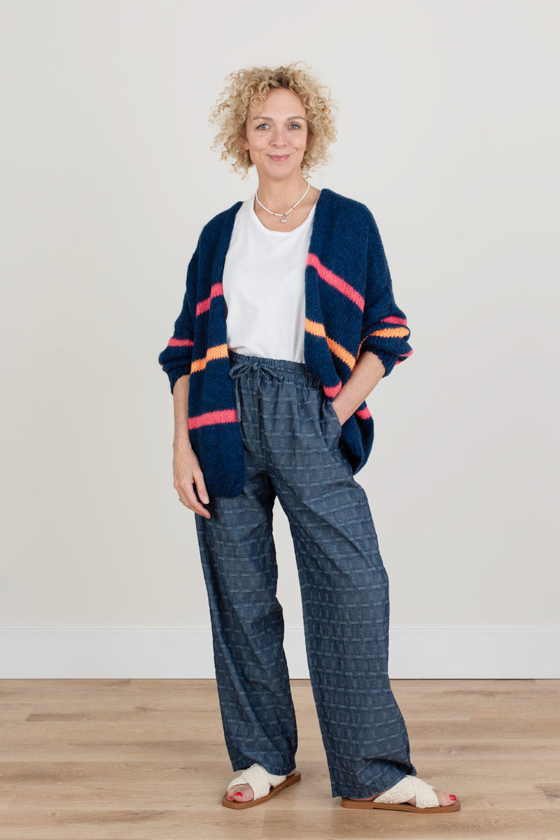 Denim Blue Patterned Trouser