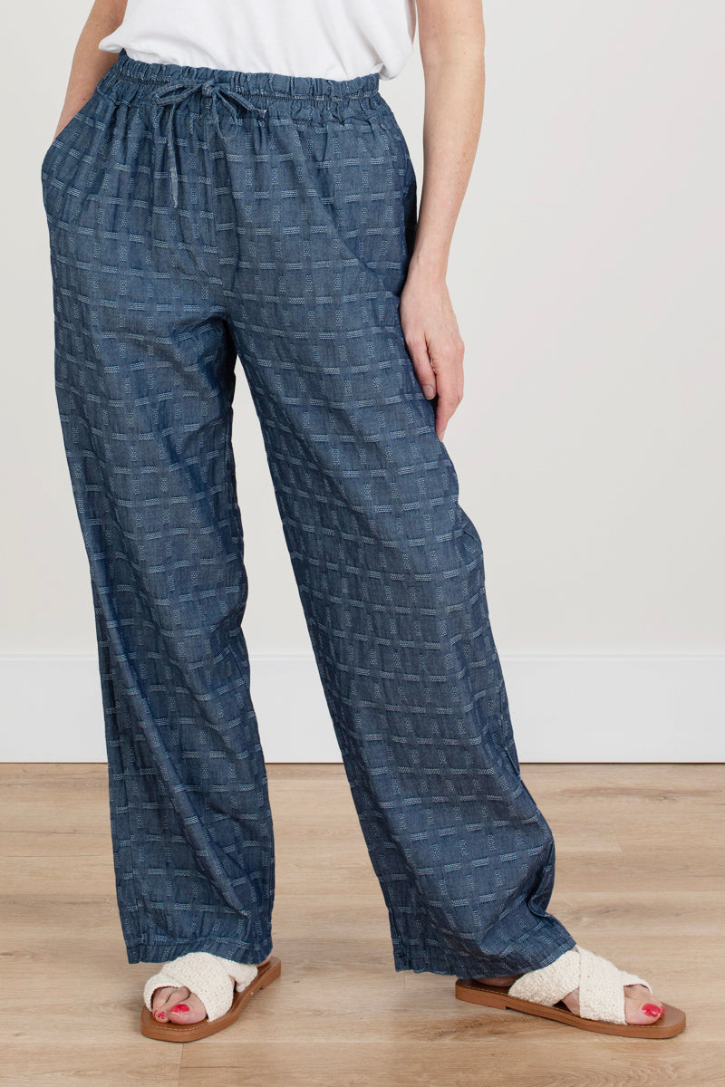 Denim Blue Patterned Trouser