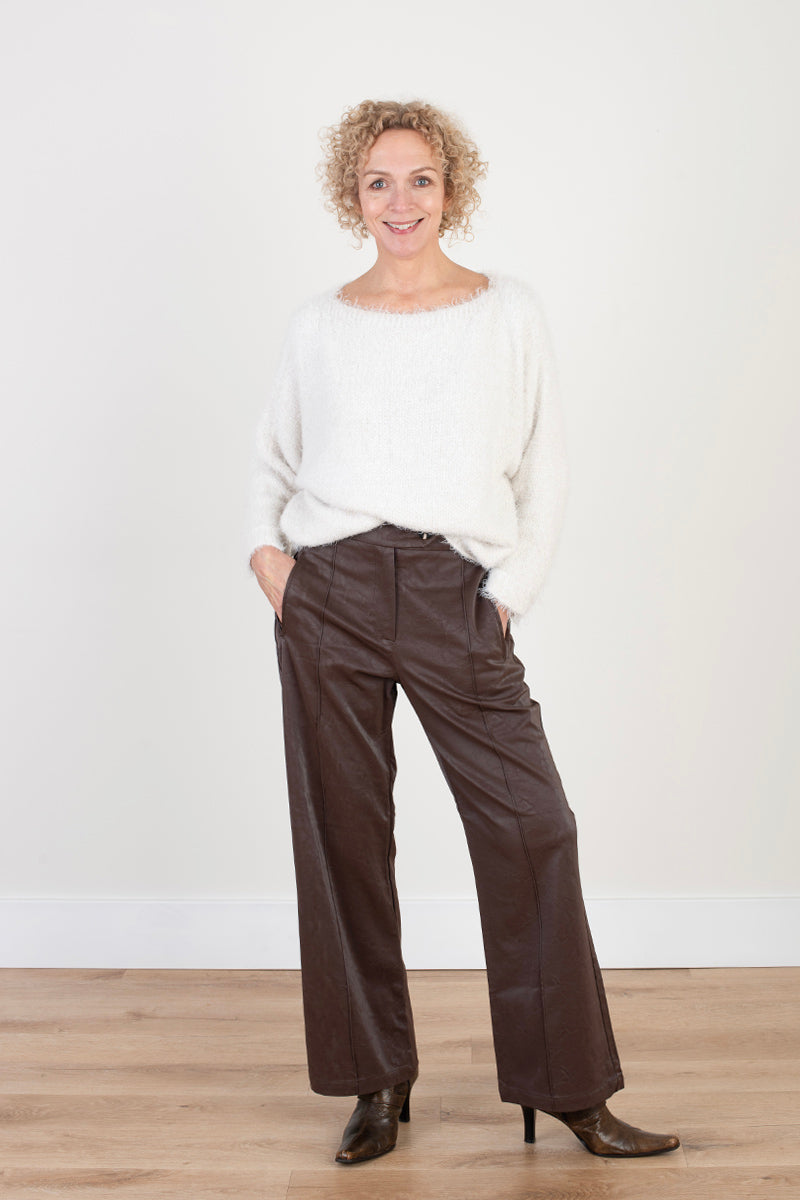 Brown Faux Leather Trousers