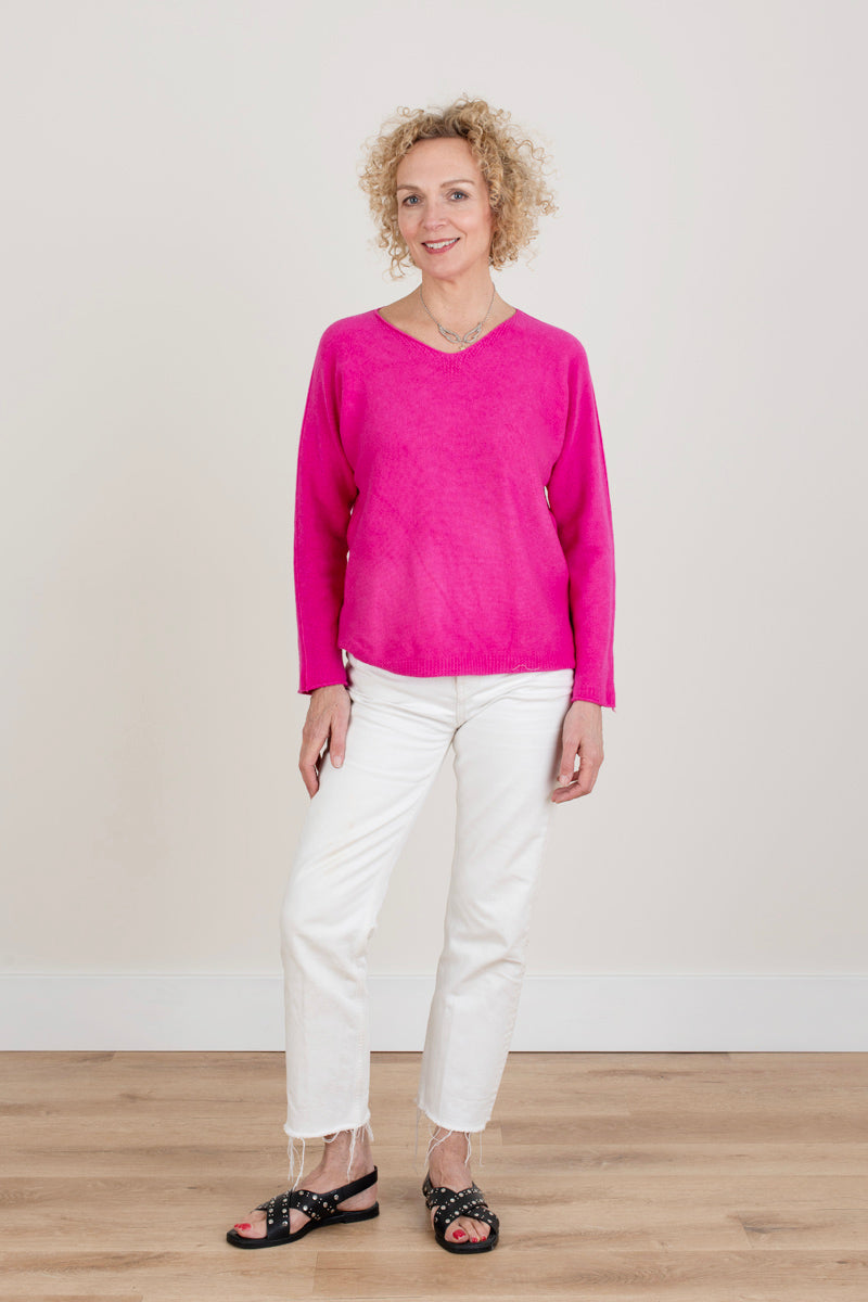 Fuchia V-Neck Jumper