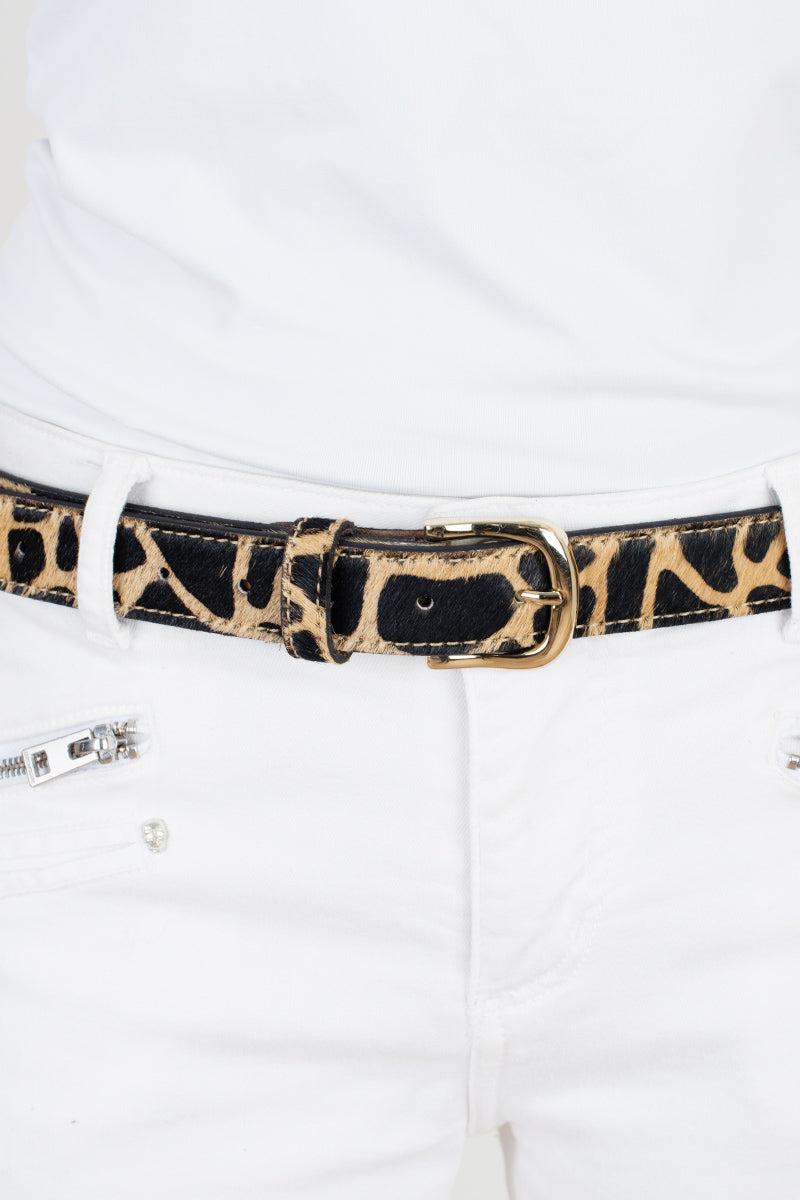 Giraffe Print Leather Belt