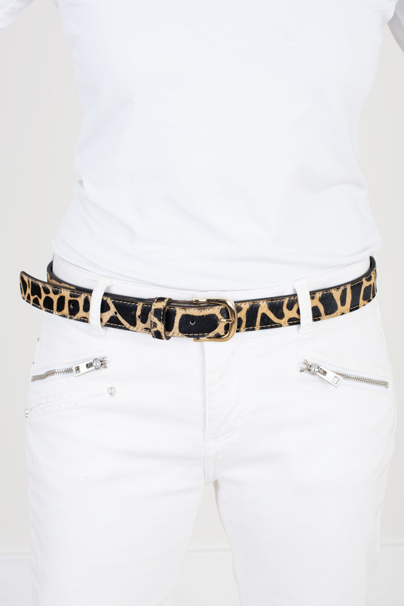 Giraffe Print Leather Belt