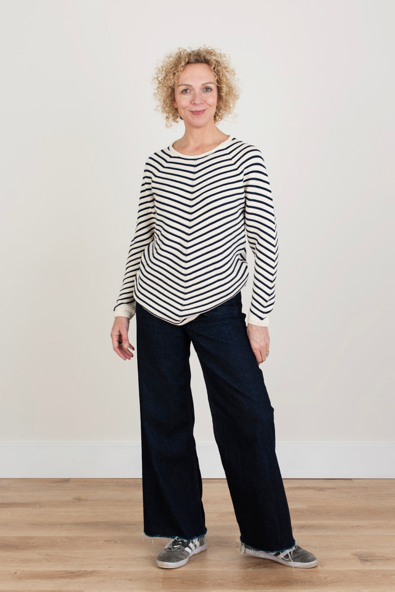 Navy and Cream Striped Jumper