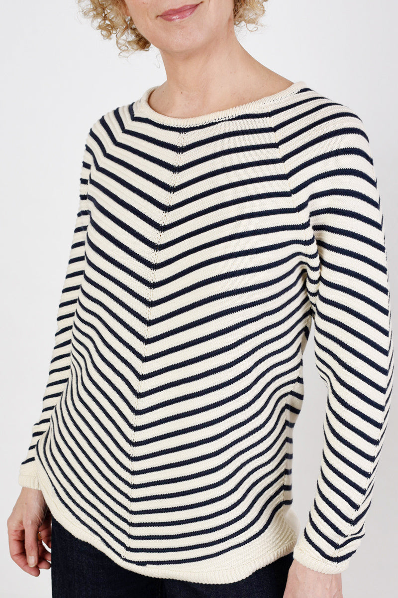 Navy and Cream Striped Jumper