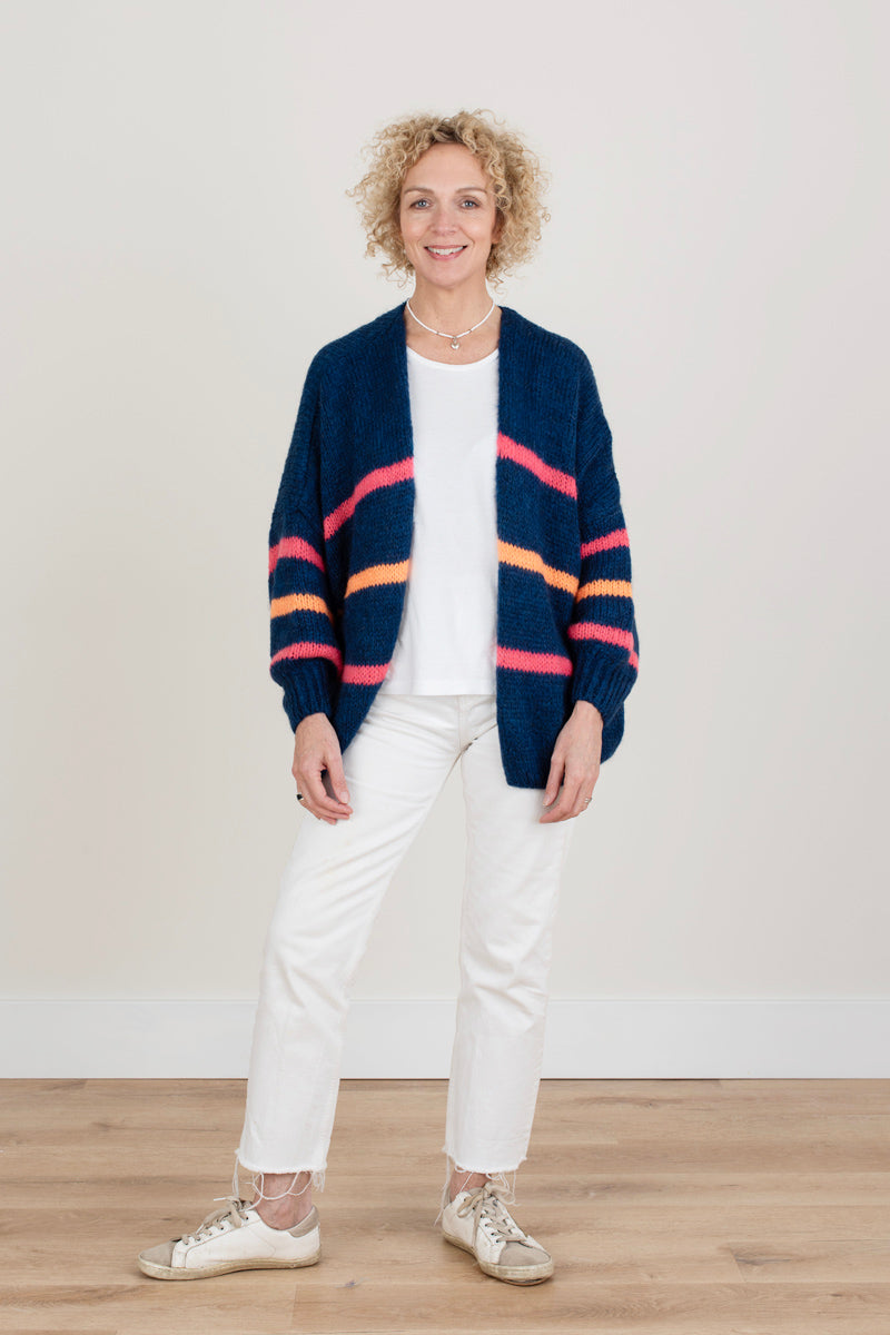 Navy Striped Cardigan