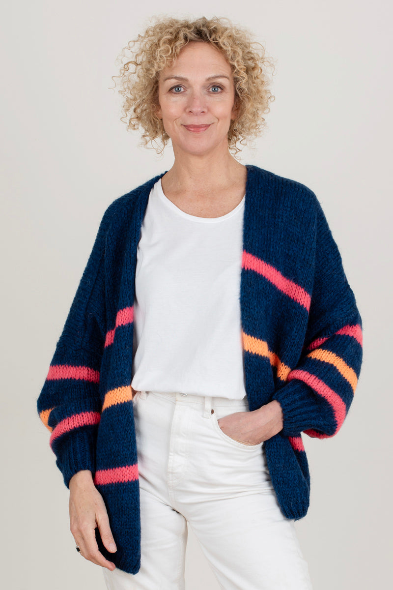 Navy Striped Cardigan