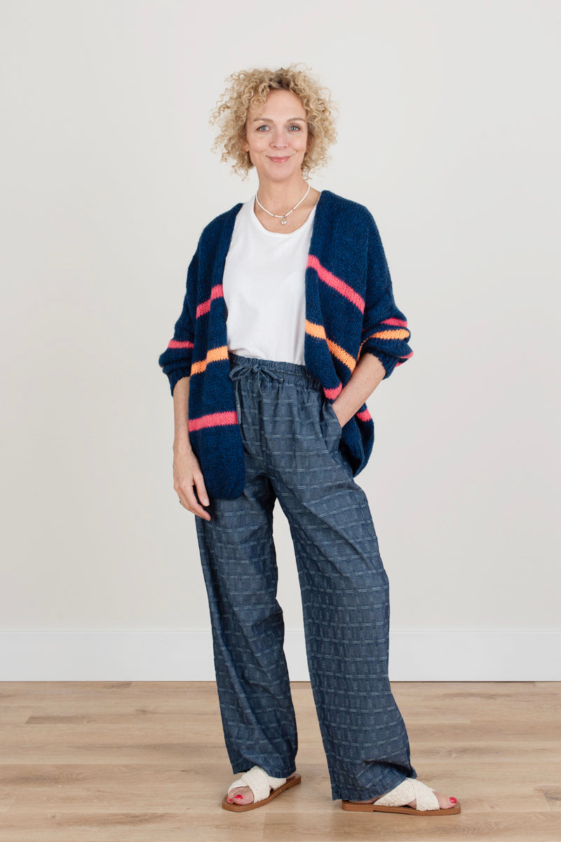 Navy Striped Cardigan