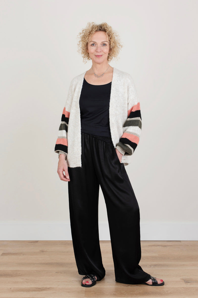 Oatmeal Cardigan stripes