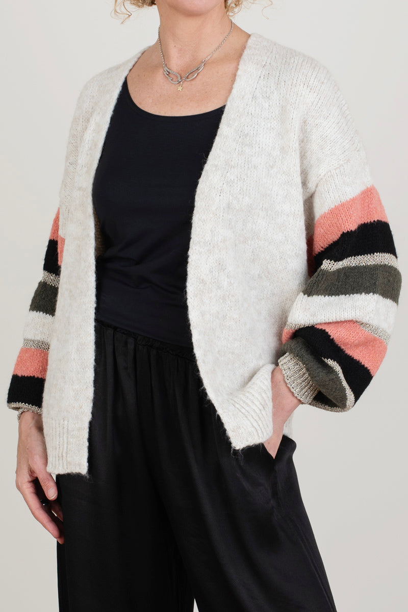 Oatmeal Cardigan stripes