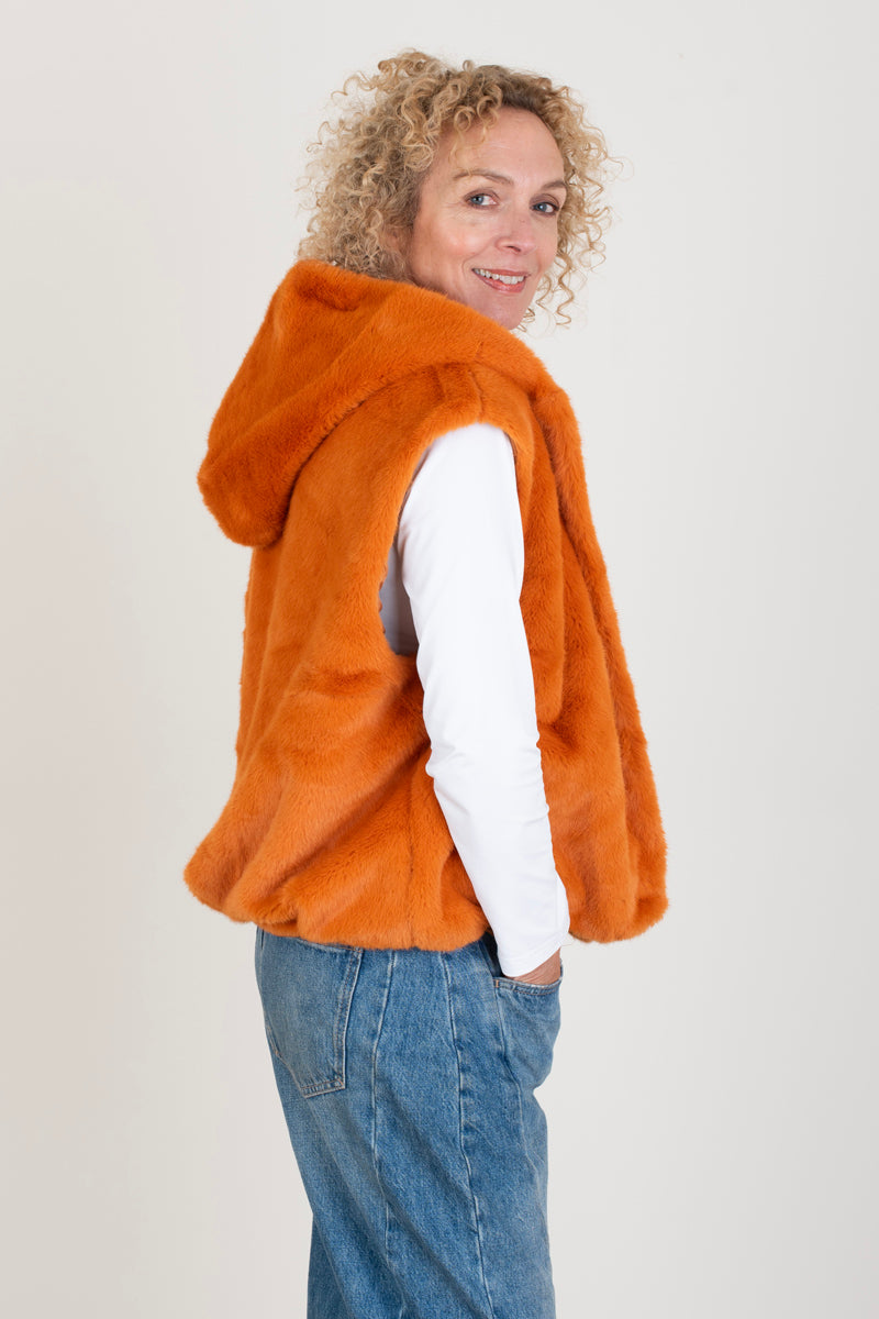 Orange Faux Fur Gilet