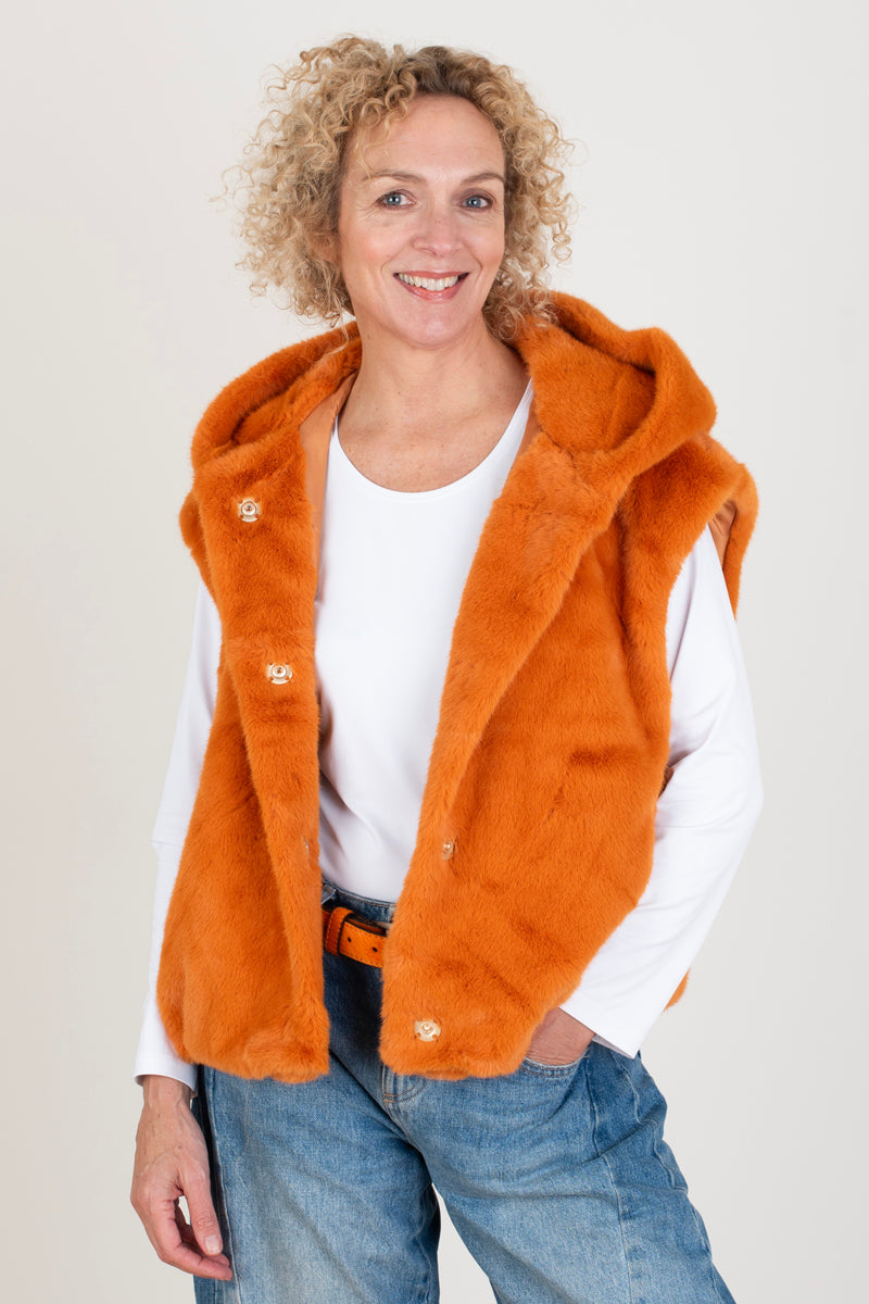 Orange Faux Fur Gilet