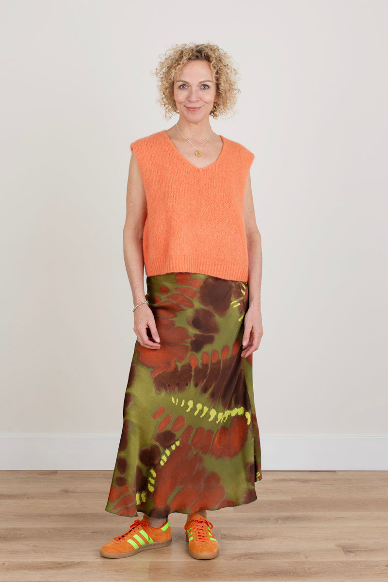 Patterned Satin Slip Skirt