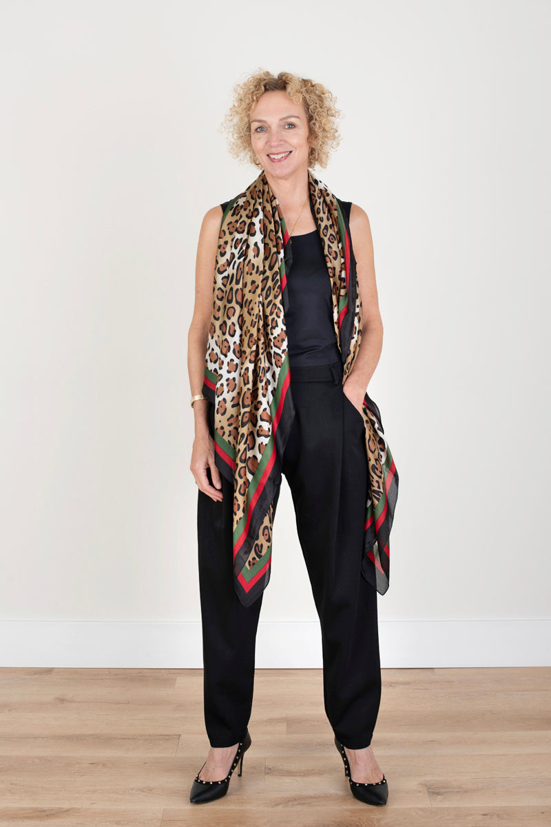 Leopard Print Silk Scarf