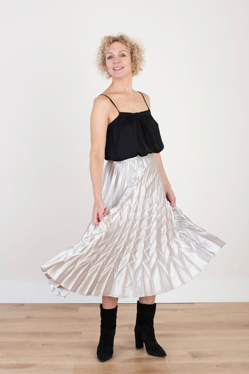 Silver Pleated Skirt
