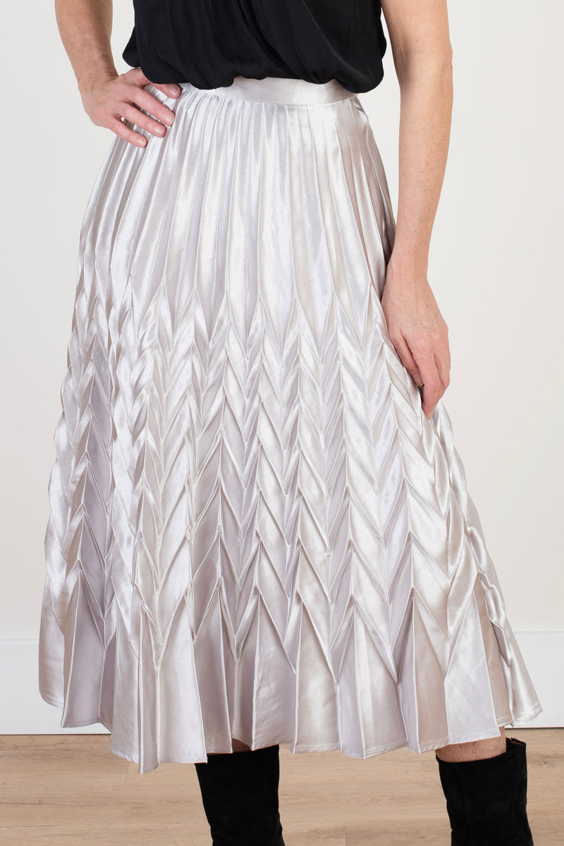 Silver Pleated Skirt