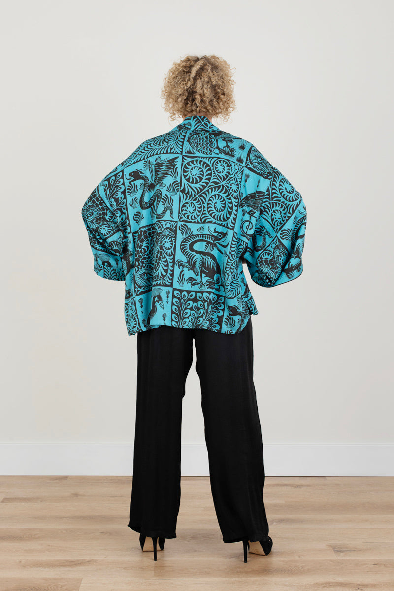 Teal and Black Kimono style jacket