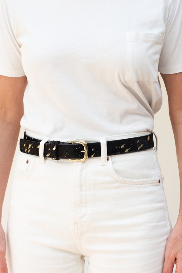 Black And Gold Leather Belt