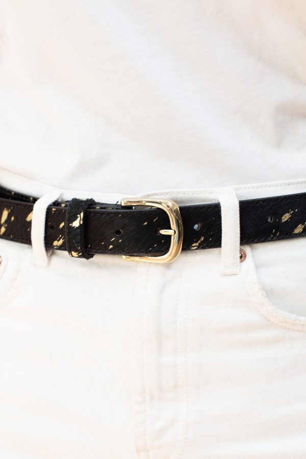 Black And Gold Leather Belt