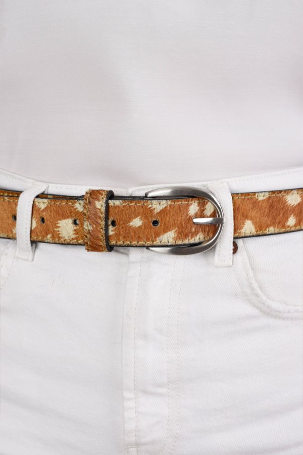 Deer Print Leather Belt