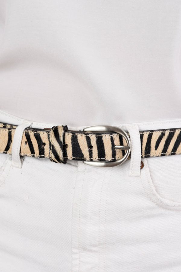 Zebra Print Leather Belt
