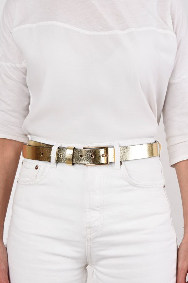 Metallic Gold Leather Belt