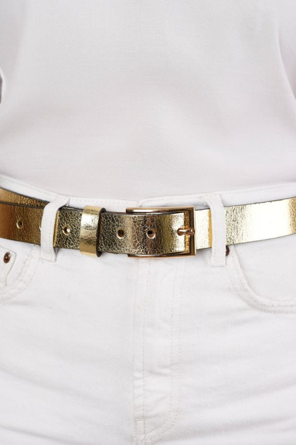 Metallic Gold Leather Belt