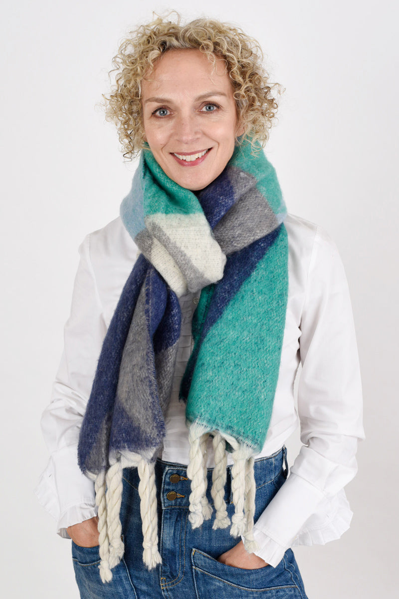 Blue Green and Grey Blanket Scarf