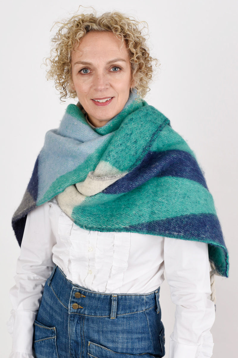 Blue Green and Grey Blanket Scarf